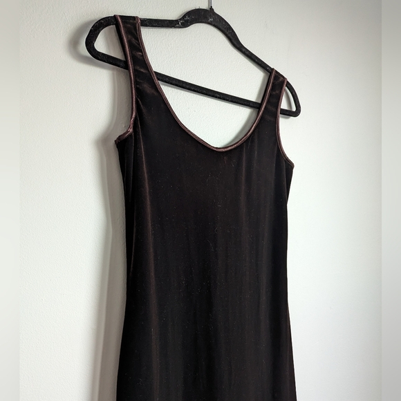 Vintage Mica Brown Velvet Whimsygoth Fitted Maxi Dress Size 6 Elegant - Picture 2 of 7